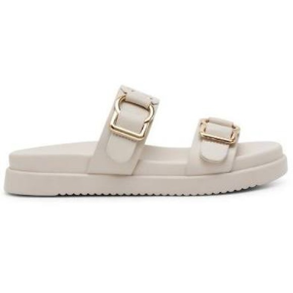 NIB DV Dolce Vita Women's Footbed Sandal Women's Cream Sandals with Gold Accents - Picture 2 of 6